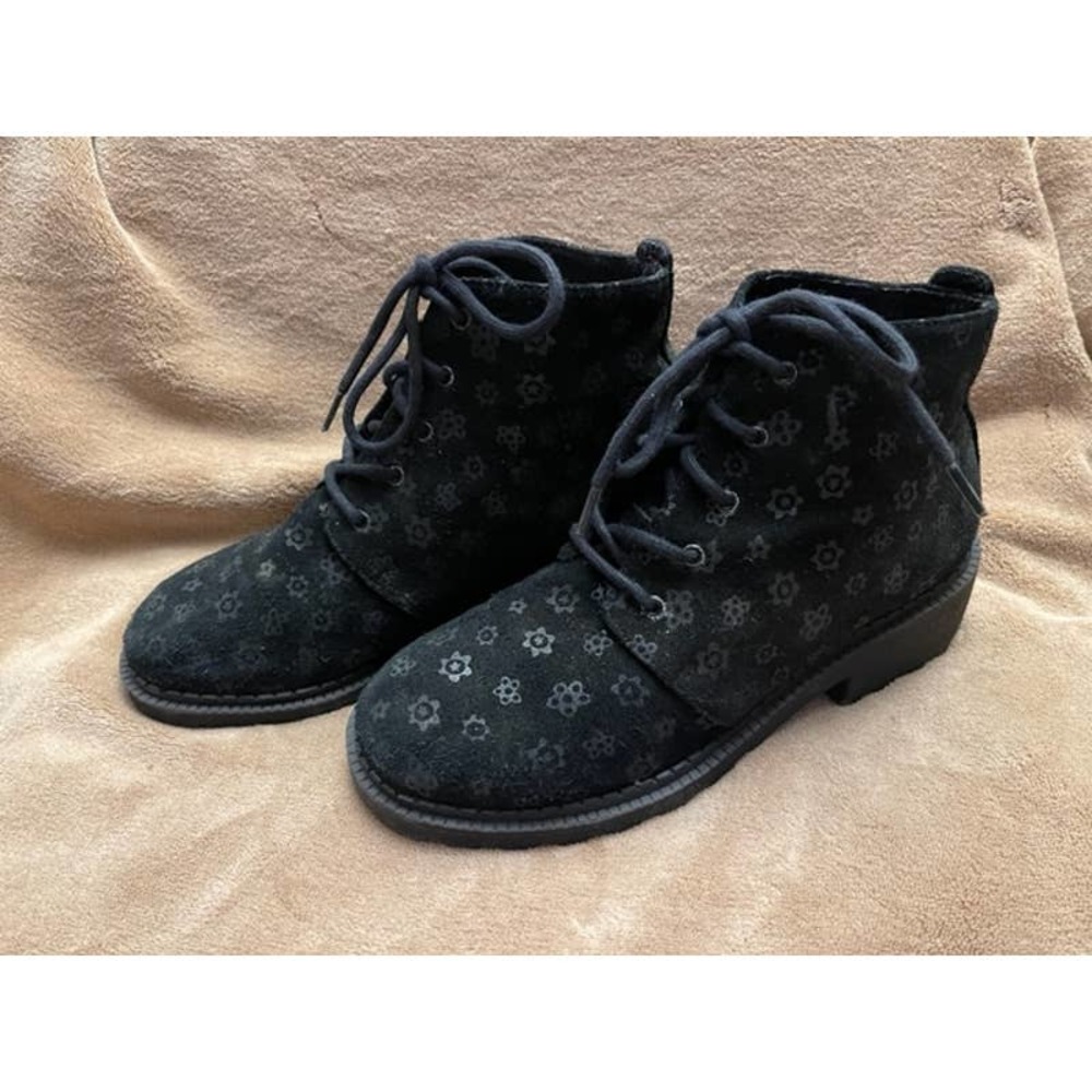 Girls Stride Rite Black Suede Leather Hiker's Boots- Size 3M